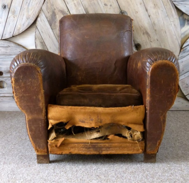 Antique French Leather Cigar Chair